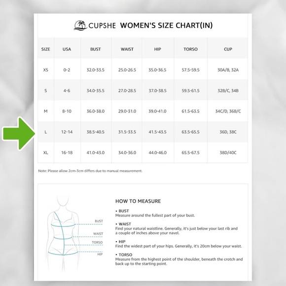 NWT CUPSHE One-Piece Swimsuit, V Neck, Ruffle Tummy Control, Back Tie - Large - Picture 6 of 9